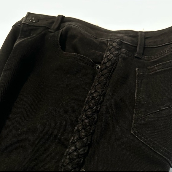 Driftwood Braided Side Jackie Skinny Raw Hem Black Jeans - 27 - Picture 6 of 15